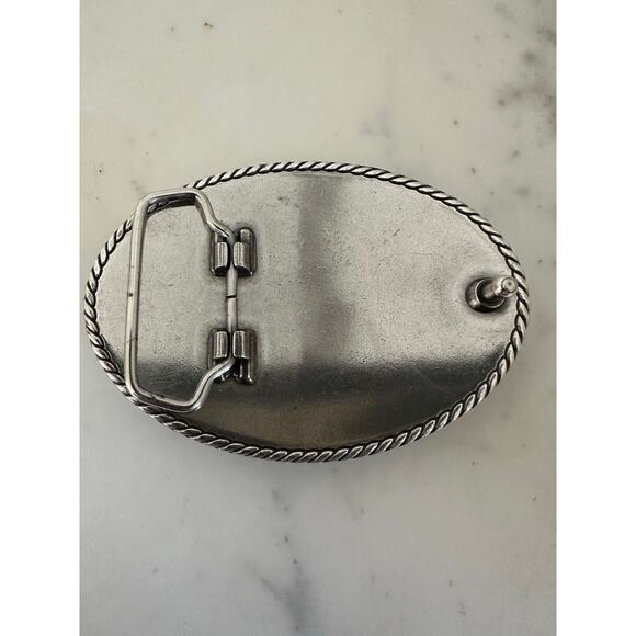 Native American Indian chief belt buckle  with wolf and turquoise - Picture 2 of 2